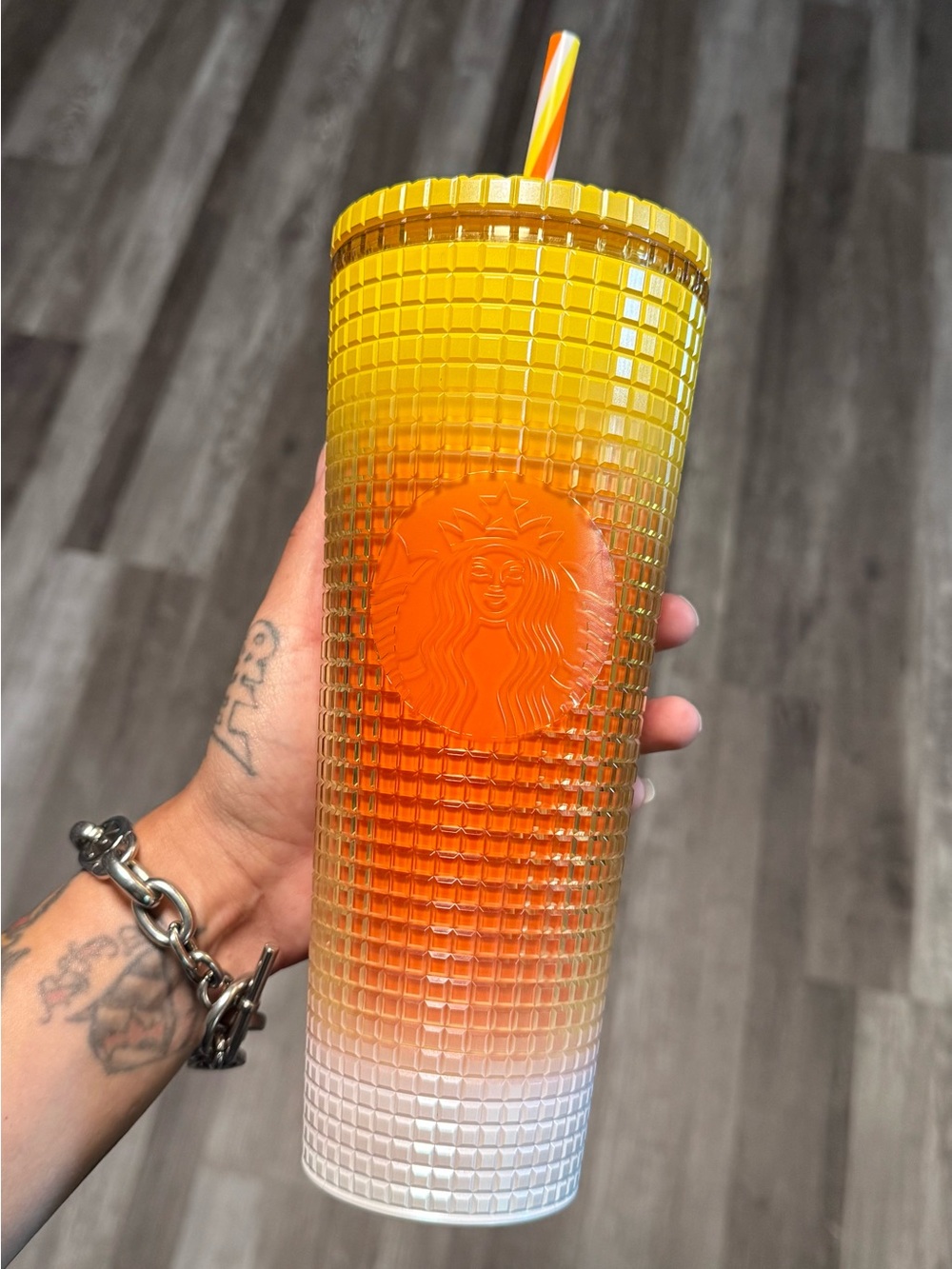 Starbucks / Disneyland Halloween Ombre Studded Tumbler - Yellow Orange White - Picture 3 of 6